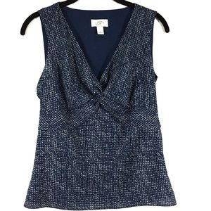 Loft Sleeveless V Neck Top Size 0 Blue White Style #208994